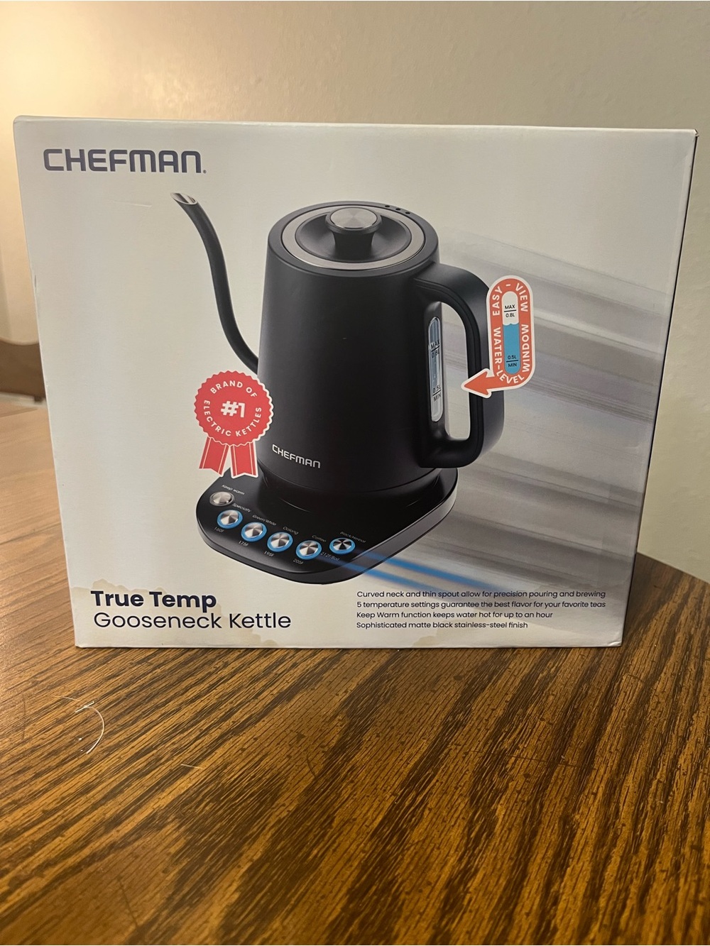 Chefman True Temp Gooseneck Kettle — Matte Black